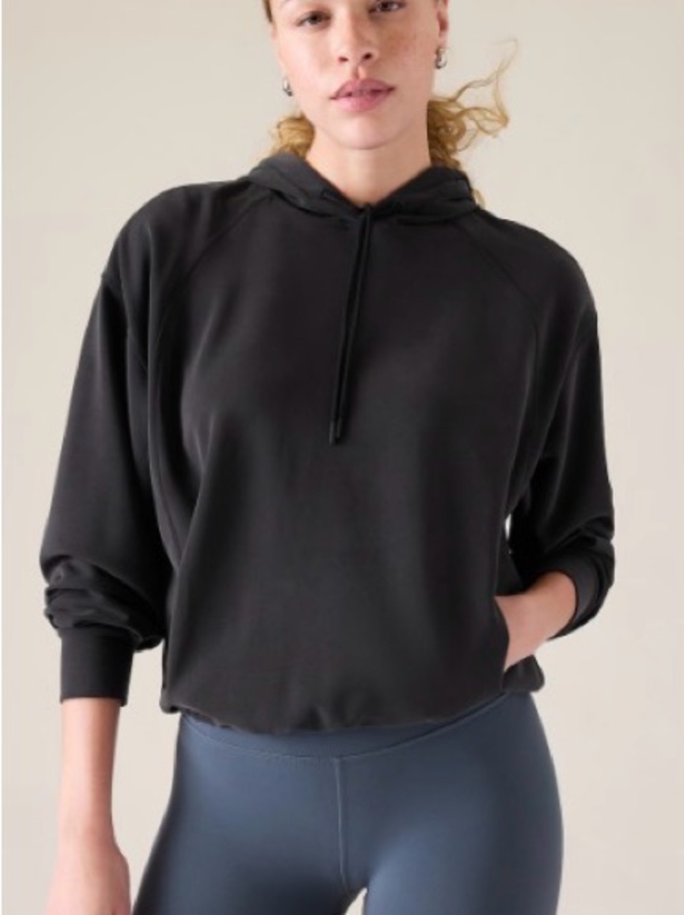 Athleta Seasoft Bubble Hem Hoodie In Black